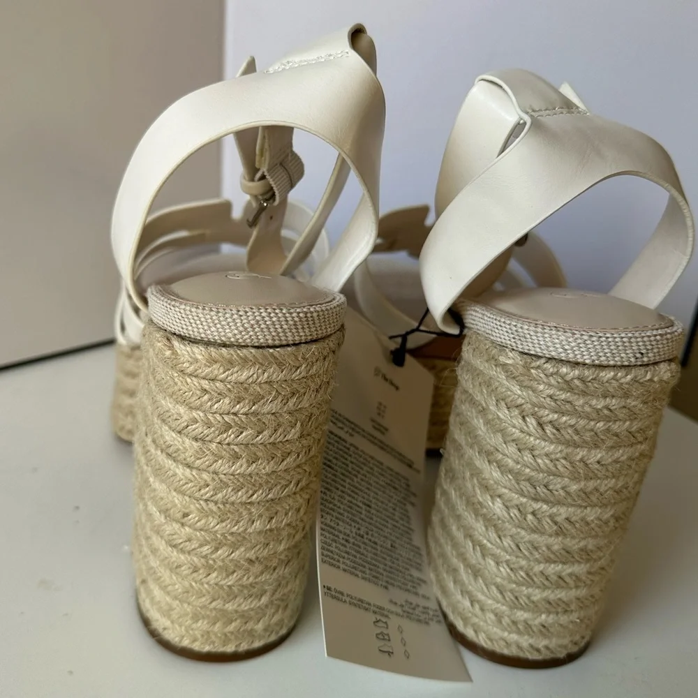 The Drop Platform Espadrille Heels Cream Strappy Sandals Size 10
